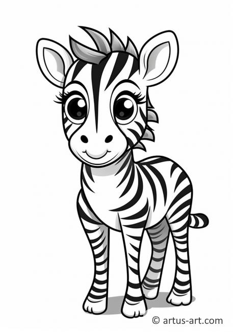 Cute Zebra Coloring Page For Kids